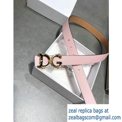 Dolce  &  Gabbana Width 3cm Belt Pink with Baroque DG Logo